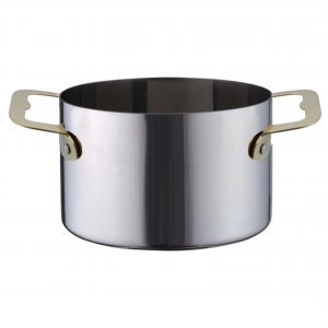 Chef Inox MINIATURES-CASSEROLE 100x60mm18/10 WITH BRASS HANDLE EA
