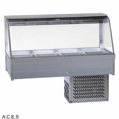 ROBAND CURVED GLASS COLD FOOD BARS - REFRIGERATED COLD PLATE ONLY - DOUBLE ROW - 8 Pans