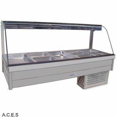 ROBAND CURVED GLASS COLD FOOD BARS - REFRIGERATED COLD PLATE ONLY - DOUBLE ROW - 10 Pans