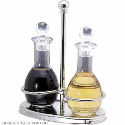 Hyperlux GLASS OIL/VINEGAR SET ON 18/10 STAND