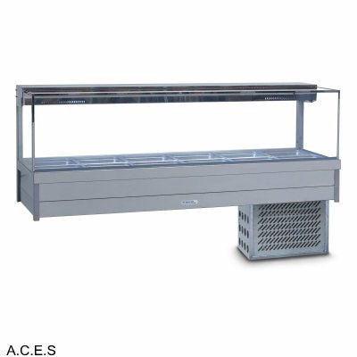 ROBAND SQUARE GLASS COLD FOOD BARS - REFRIGERATED COLD PLATE ONLY - DOUBLE ROW - 12 Pans