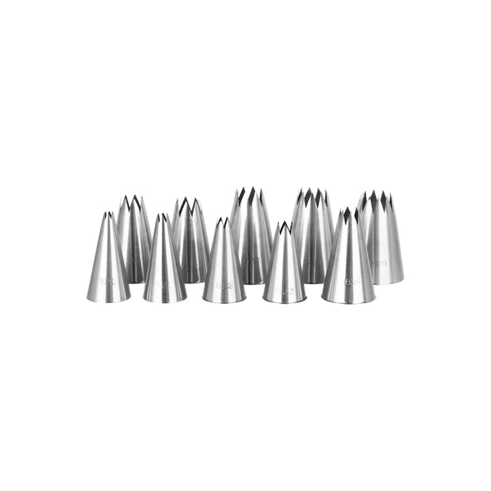 Ateco TUBES-Stainless Steel 10pc STAR No 0-9 Set