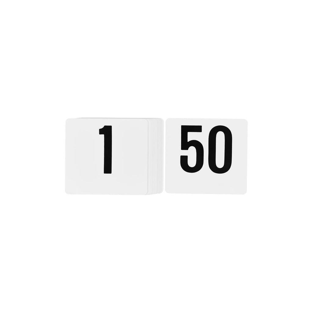 Tablekraft TABLE NUMBER SET- 1-50 BLACK ON WHITE Set