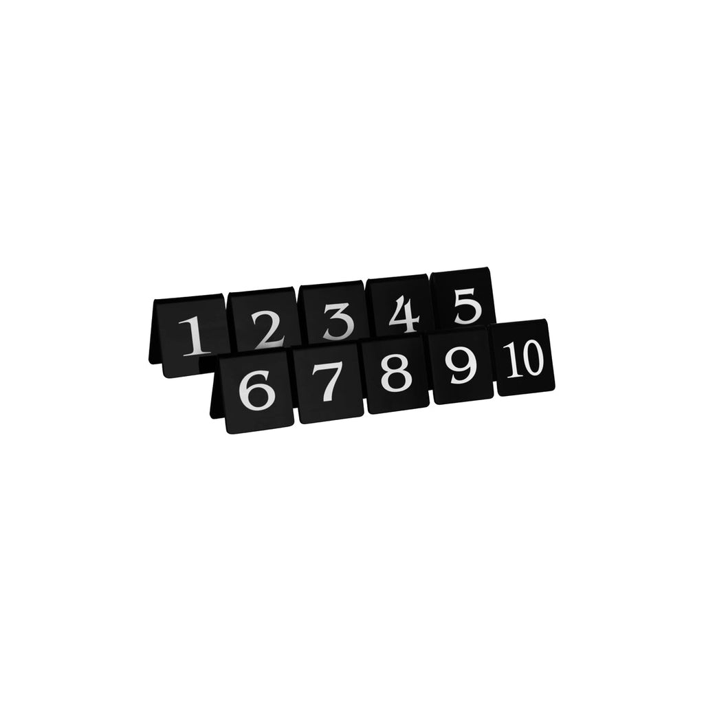 Tablekraft SET OF TABLE NoS 1-10 WHITE TEXT ON BLACK 50x55mm Set