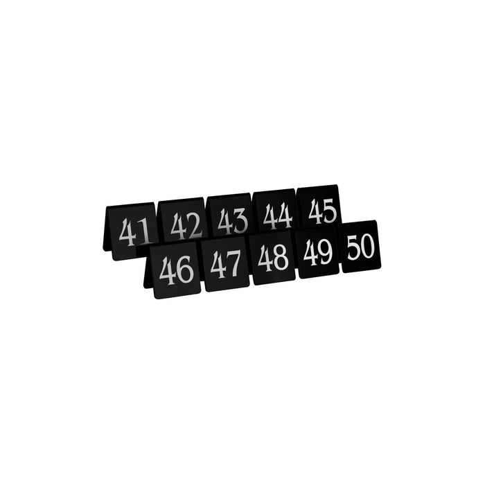 Tablekraft SET OF TABLE NoS 41-50 WHITE TEXT ON BLACK 50x55mm Set