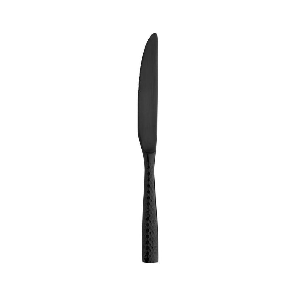 Fortessa  LUCCA FACETED TABLE KNIFE-SOLID HANDLE MATT BLACK  (Doz)