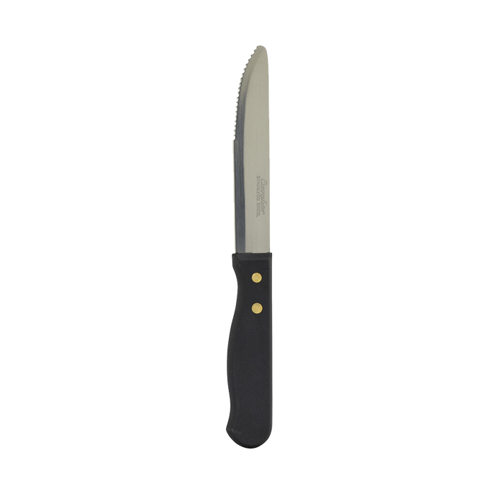 Cavalier Jumbo Steak Knife Round Tip Black Bakelite Forged Handle [Box of 12]