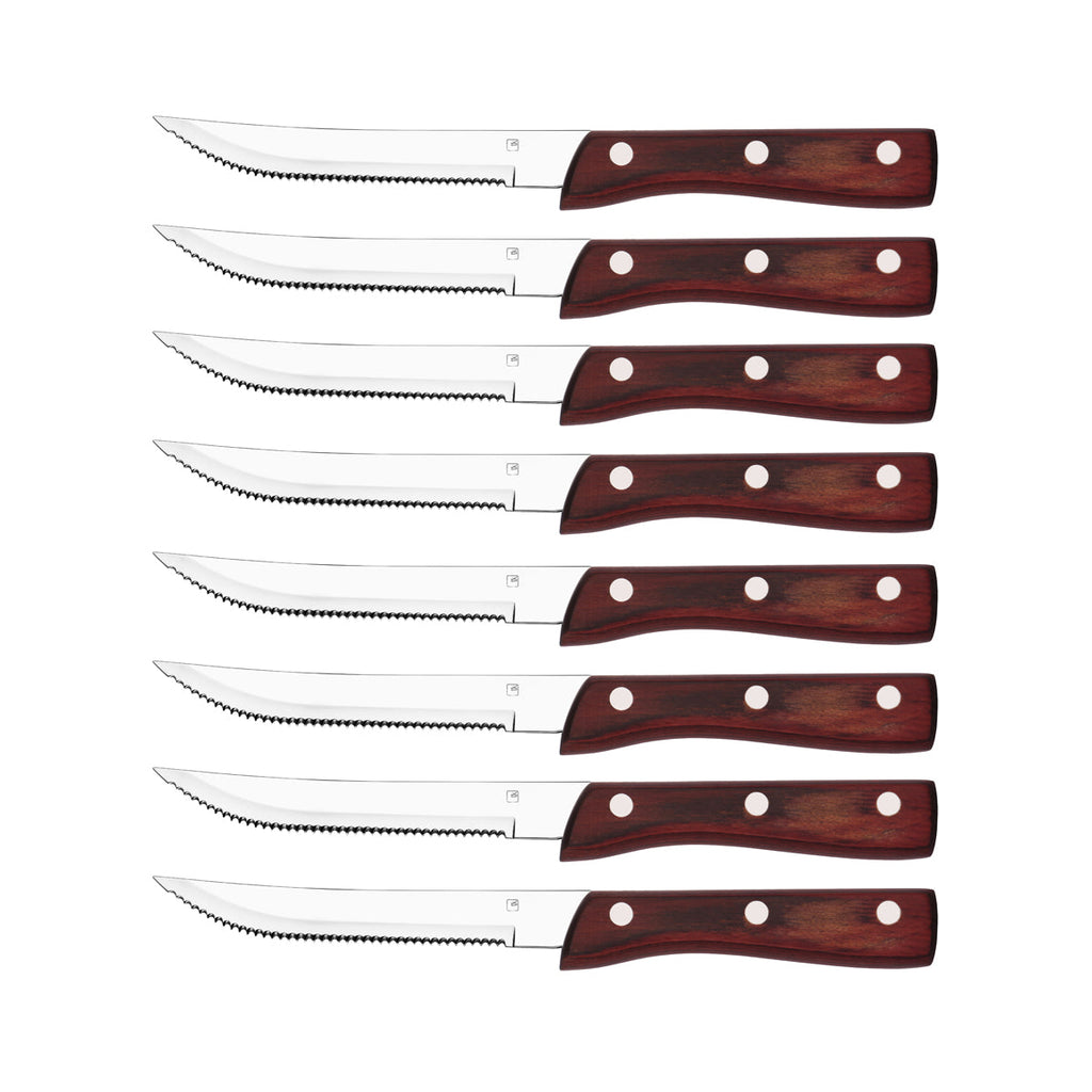 Tablekraft 8PC STEAK KNIFE JUMBO PAKKAWOOD-POINTED TIP Set
