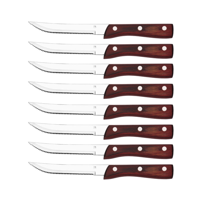 Tablekraft 8PC STEAK KNIFE JUMBO PAKKAWOOD-POINTED TIP Set