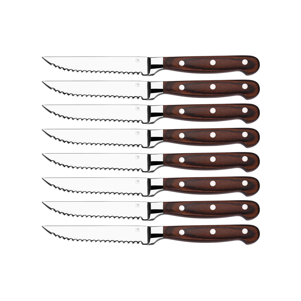 Tablekraft 8PC STEAK KNIFE SET PAKKA HANDLE FULL TANG 120mm Set