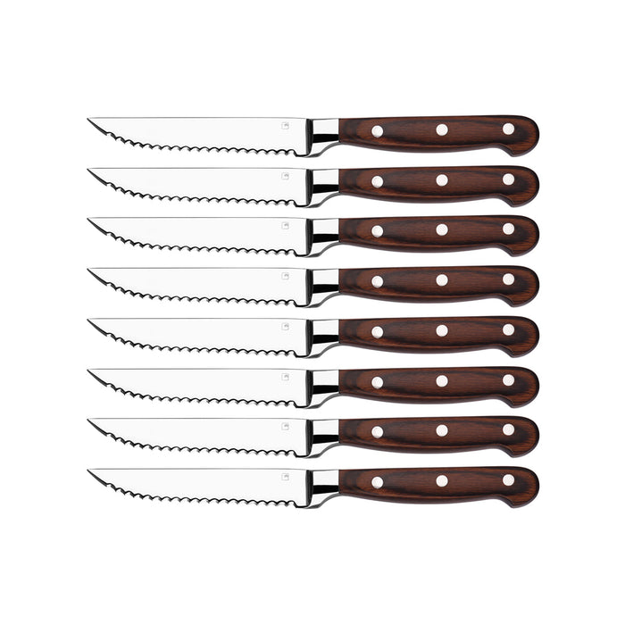 Tablekraft 8PC STEAK KNIFE SET PAKKA HANDLE FULL TANG 120mm Set