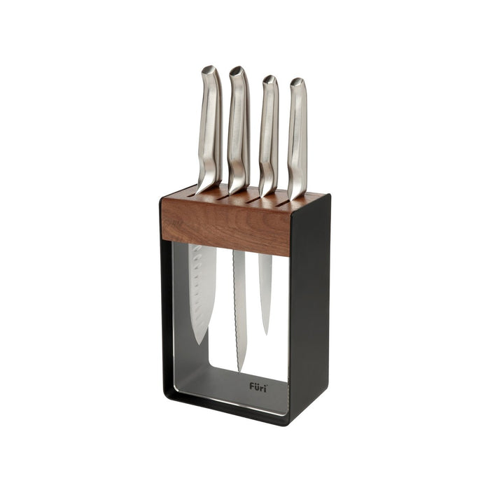 Furi Knives FURI-PRO CLEAR/WOOD/BLACK 5PC BLOCK SET 9/15/17/20CM(41357)
