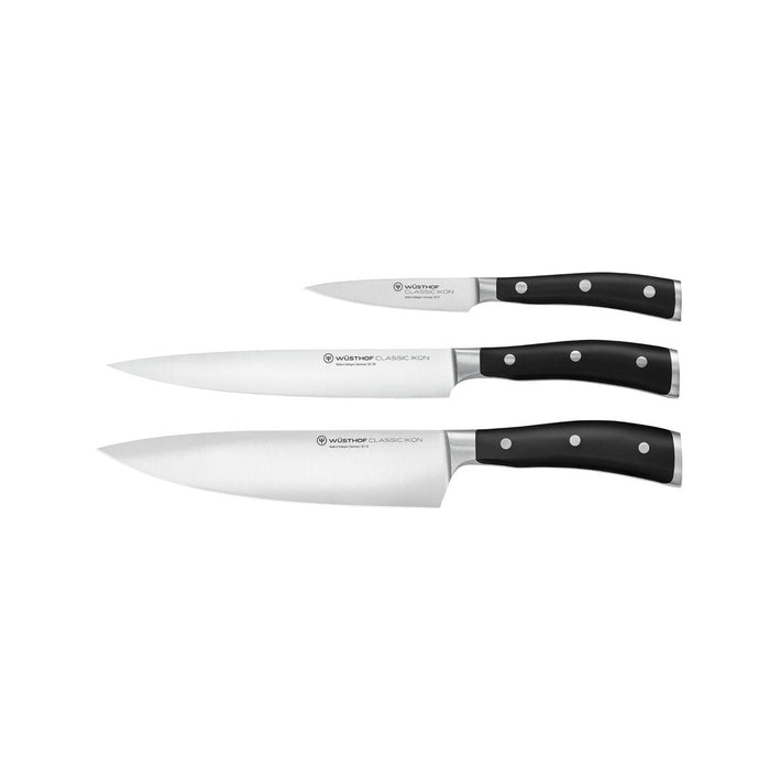 Wusthof CLASSIC IKON BLACK KNIFE SET 3 PIECE (1120360301W)