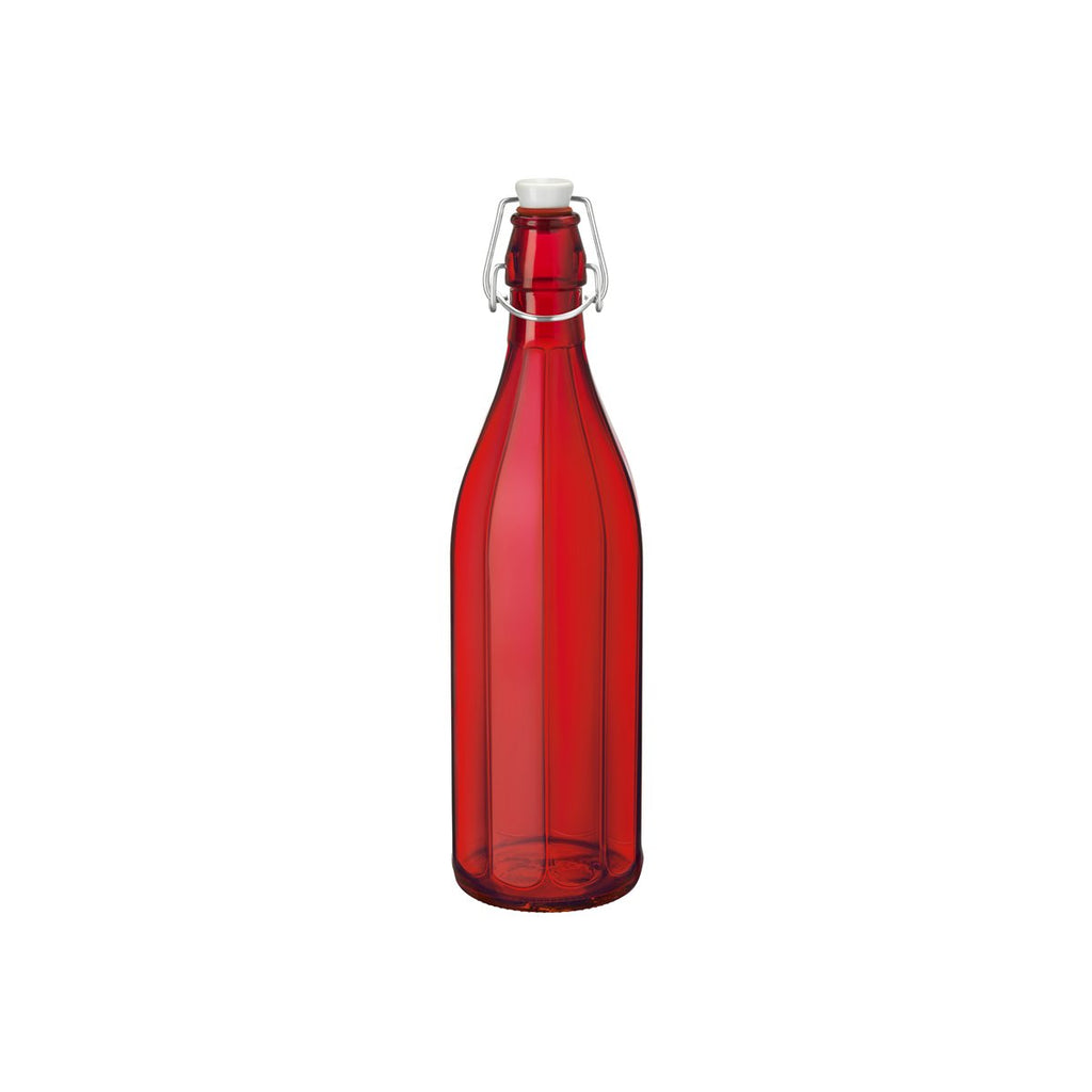 Bormioli Rocco OXFORD-BOTTLE 1.0lt W/TOP RED (321589) (x6)