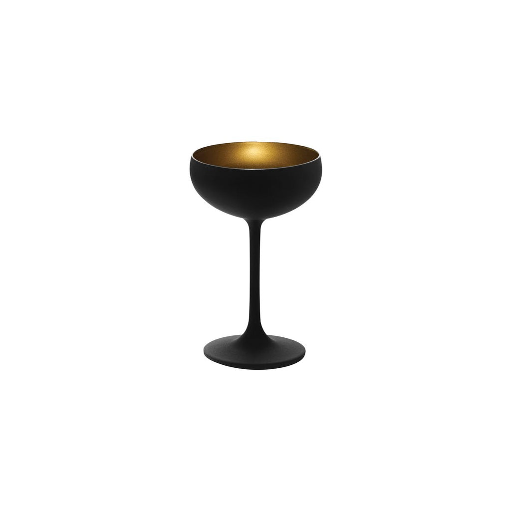 Stolzle  OLYMPIC CHAMPAGNE COUPE 230ml MATT BLACK/GOLD (x24)