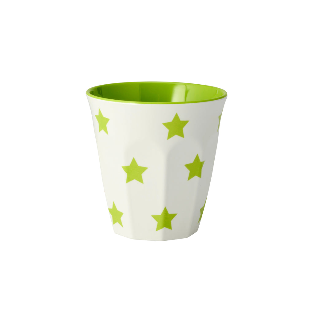 JAB JAB LIME GREEN STARS ON WHITE TUMBLER 90mm 300ml (x12)