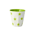 JAB JAB LIME GREEN STARS ON WHITE TUMBLER 90mm 300ml (x12)