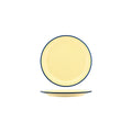 JAB JAB VINTAGE YELLOW/BLUE RIM ENAMEL LOOK ROUND PLATE 190mm (x6)