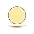 JAB JAB VINTAGE YELLOW/BLUE RIM ENAMEL LOOK ROUND PLATE 255mm (x6)