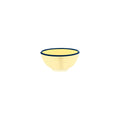 JAB JAB VINTAGE YELLOW/BLUE RIM ENAMEL LOOK ROUND BOWL 125x60mm (x6)