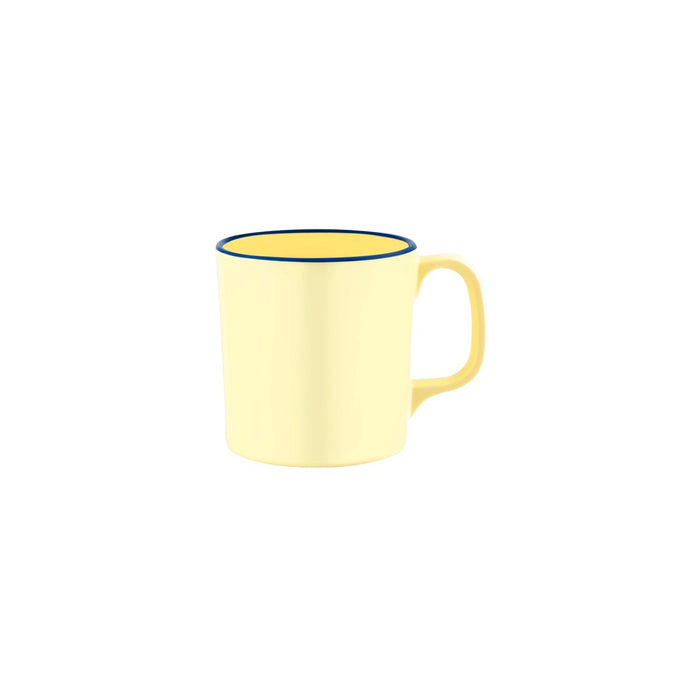 JAB JAB VINTAGE YELLOW/BLUE RIM ENAMEL LOOK MUG  80x85mm (x6)