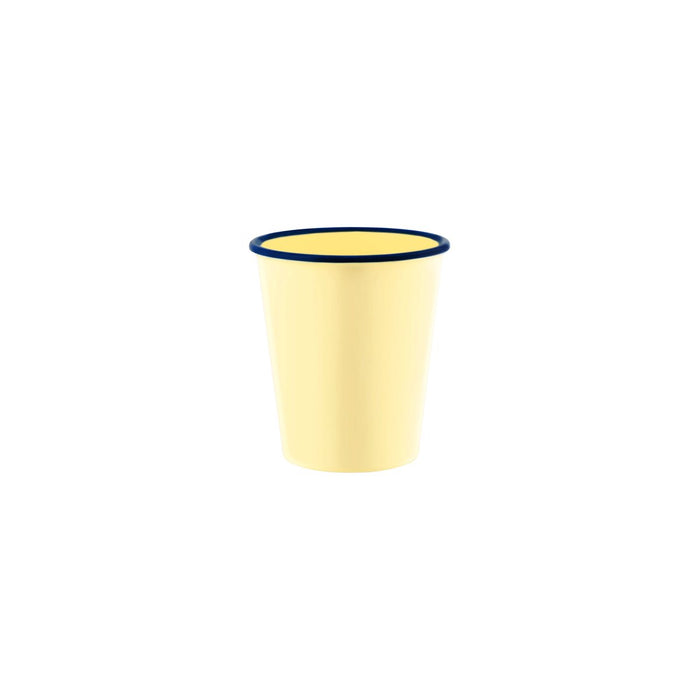 JAB JAB VINTAGE YELLOW/BLUE RIM ENAMEL LOOK TUMBLER 80x90mm (x6)