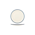 JAB JAB VINTAGE CREAM/BLUE RIM ENAMEL LOOK ROUND PLATE 190mm (x6)
