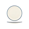 JAB JAB VINTAGE CREAM/BLUE RIM ENAMEL LOOK ROUND PLATE 255mm (x6)