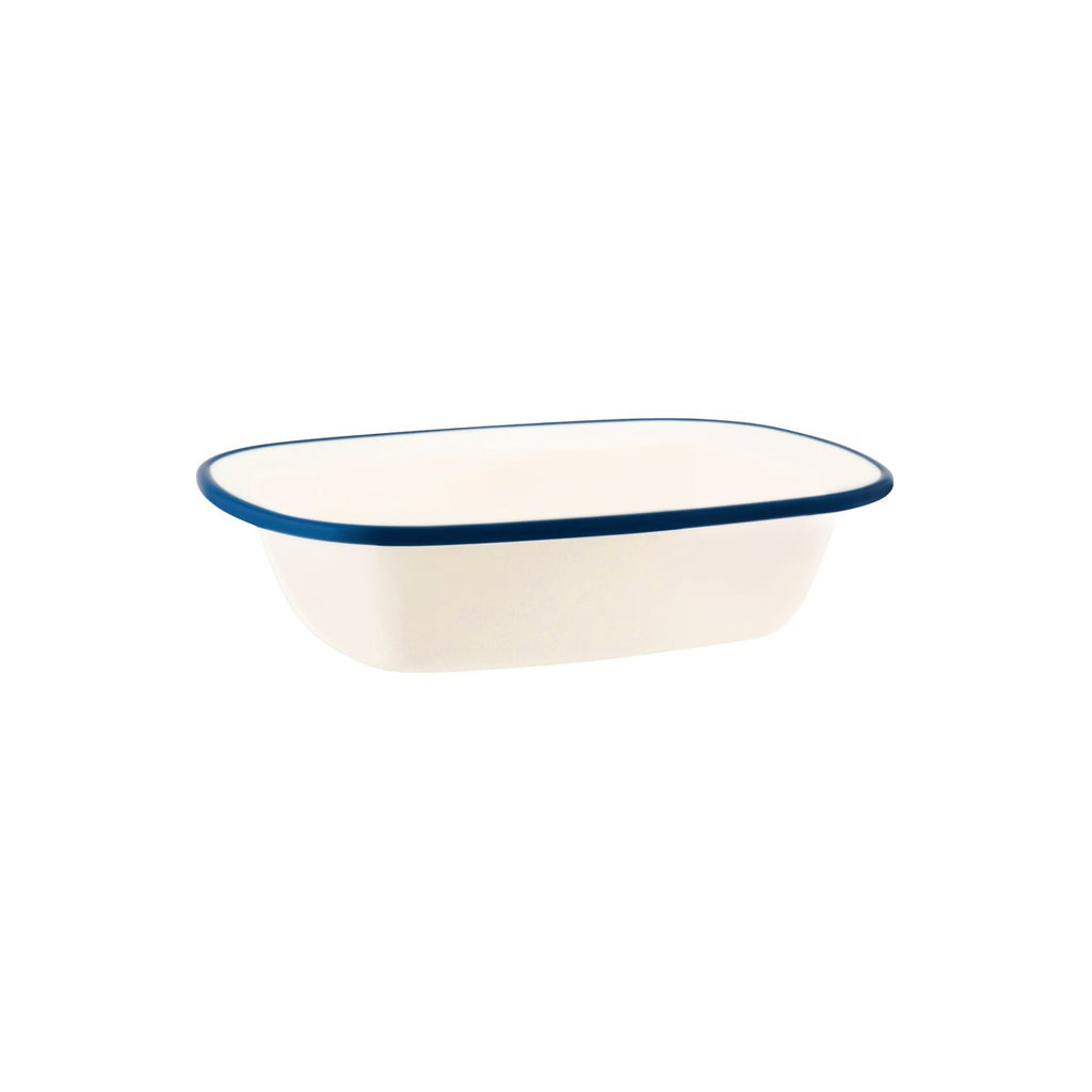 JAB JAB VINTAGE CREAM/BLUE RIM ENAMEL LOOK RECT SERVER 200x145mm (x6)