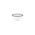 JAB JAB VINTAGE CREAM/BLUE RIM ENAMEL LOOK ROUND BOWL 125x60mm (x6)
