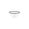 JAB JAB VINTAGE CREAM/BLUE RIM ENAMEL LOOK ROUND BOWL 150x70mm (x6)