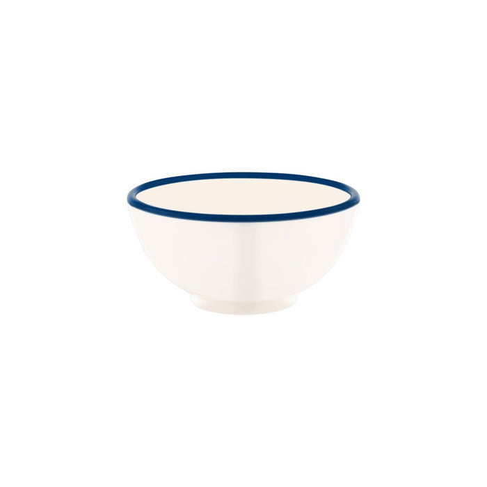 JAB JAB VINTAGE CREAM/BLUE RIM ENAMEL LOOK ROUND BOWL 175x80mm (x6)