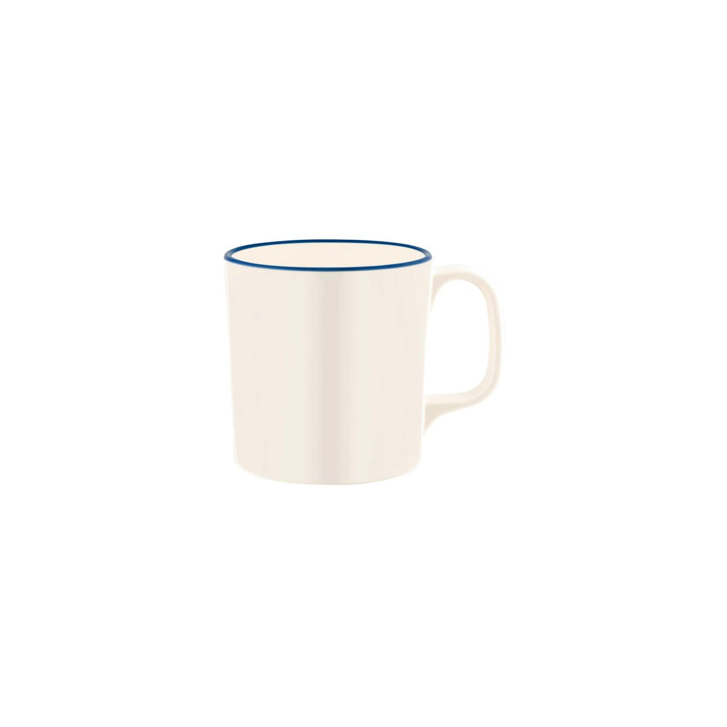 JAB JAB VINTAGE CREAM/BLUE RIM ENAMEL LOOK MUG  80x85mm (x6)