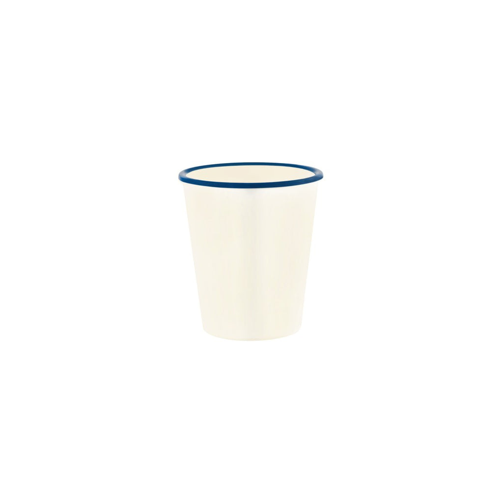 JAB JAB VINTAGE CREAM/BLUE RIM ENAMEL LOOK TUMBLER 80x90mm (x6)