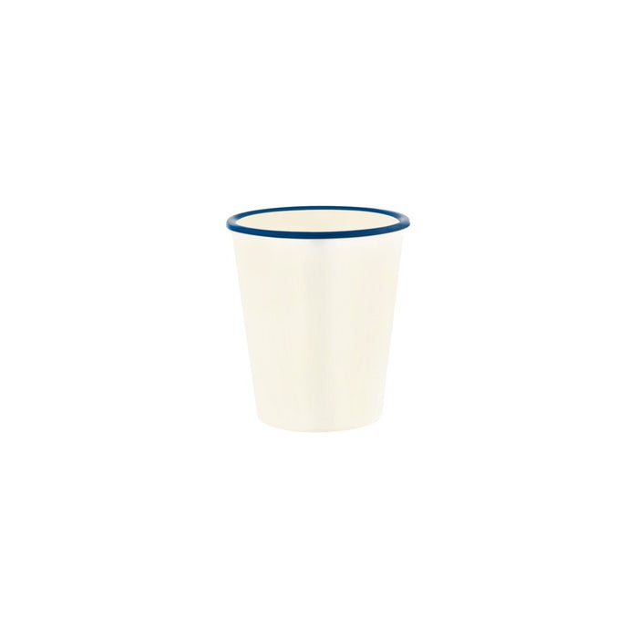JAB JAB VINTAGE CREAM/BLUE RIM ENAMEL LOOK TUMBLER 80x90mm (x6)