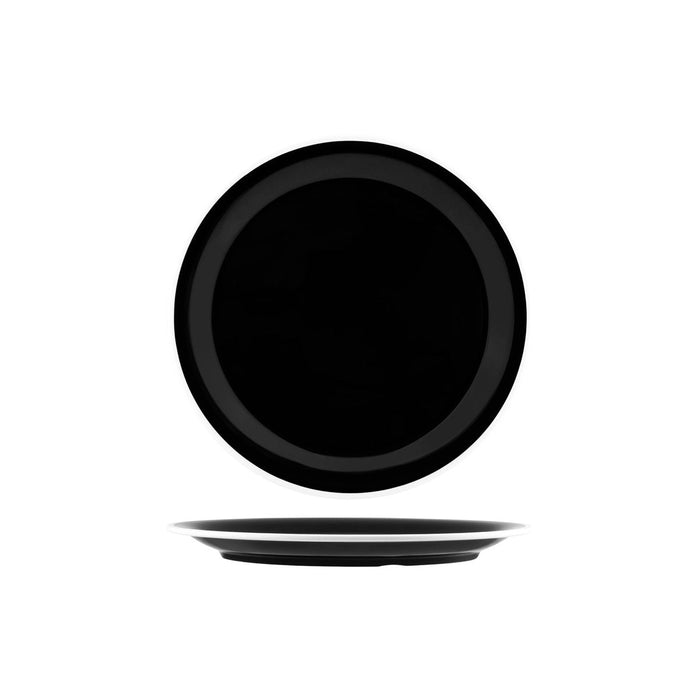 JAB JAB VINTAGE BLACK/WHITE RIM ENAMEL LOOK ROUND PLATE 255mm (x6)
