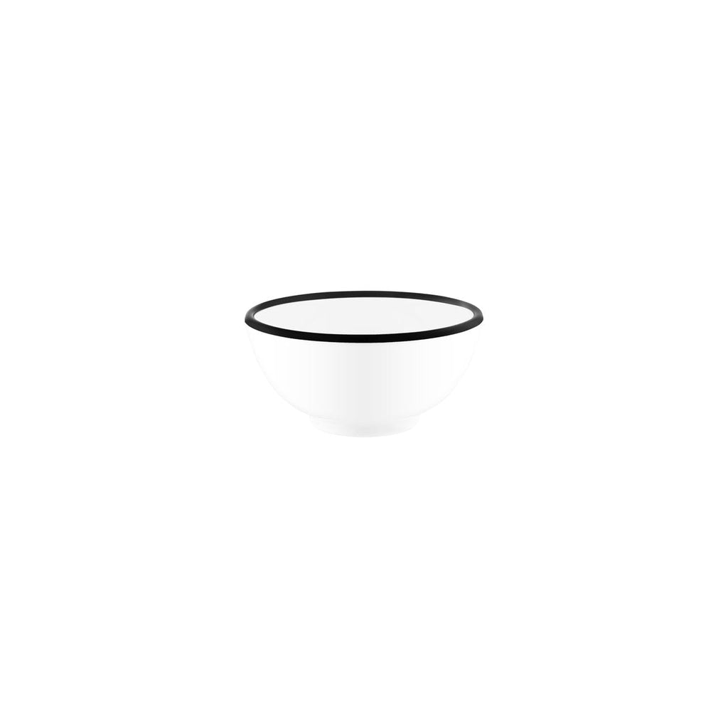 JAB JAB VINTAGE WHITE/BLACK RIM ENAMEL LOOK ROUND BOWL 125x60mm (x6)