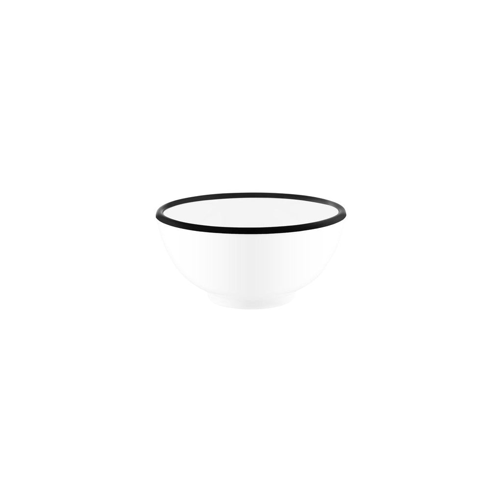 JAB JAB VINTAGE WHITE/BLACK RIM ENAMEL LOOK ROUND BOWL 150x70mm (x6)