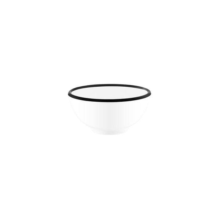 JAB JAB VINTAGE WHITE/BLACK RIM ENAMEL LOOK ROUND BOWL 150x70mm (x6)