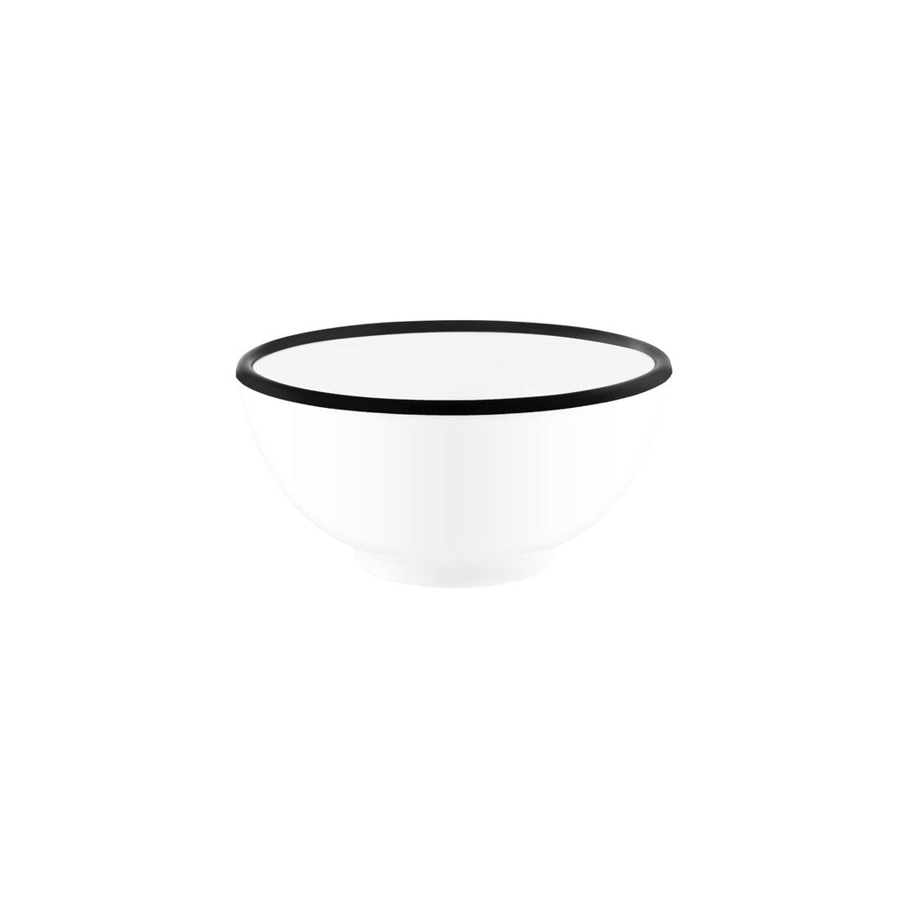 JAB JAB VINTAGE WHITE/BLACK RIM ENAMEL LOOK ROUND BOWL 175x80mm (x6)
