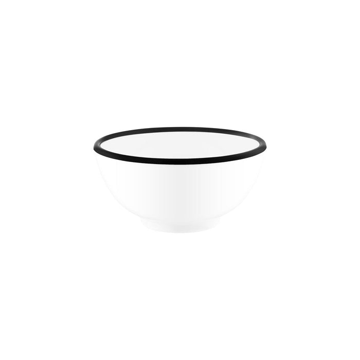JAB JAB VINTAGE WHITE/BLACK RIM ENAMEL LOOK ROUND BOWL 175x80mm (x6)