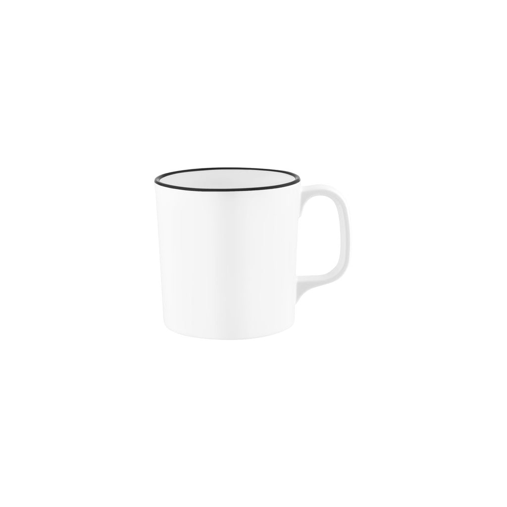 JAB JAB VINTAGE WHITE/BLACK RIM ENAMEL LOOK MUG  80x85mm (x6)