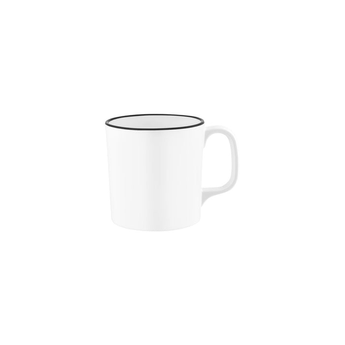 JAB JAB VINTAGE WHITE/BLACK RIM ENAMEL LOOK MUG  80x85mm (x6)
