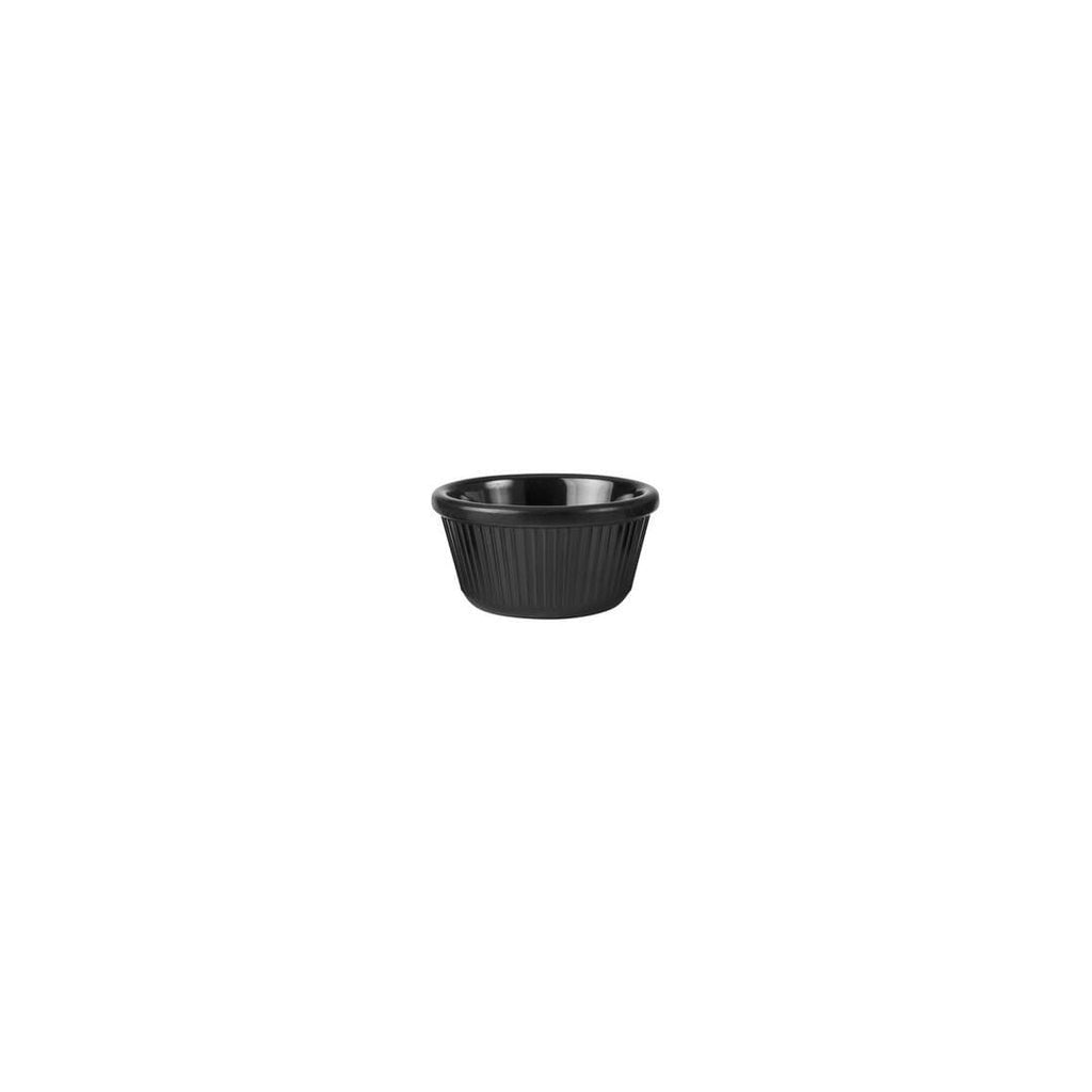Ryner Melamine  RAMEKIN-FLUTTED | 80mm Ø | 45mm H | 90ml BLACK (4 Doz)