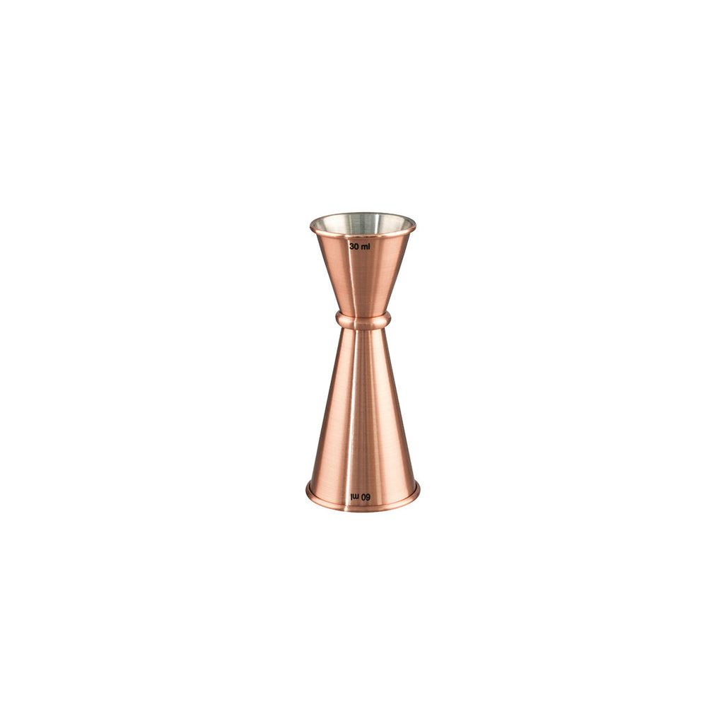 Chef Inox JAPANESE JIGGER ROLLED EDGES 30/60ml COPPER PLATED EA