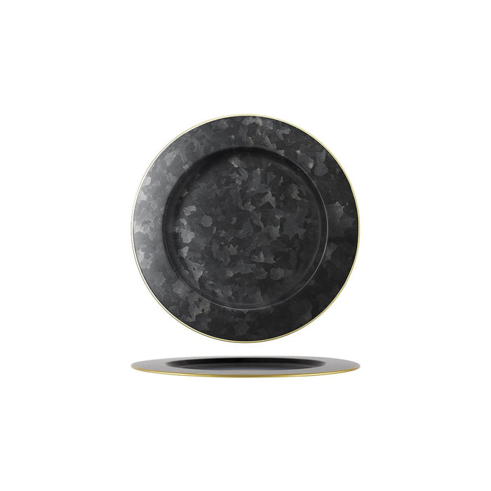 Chef Inox CONEY ISL-GALVANISED BLACK ROUND PLATE WIDE RIM GOLD 230mm EA