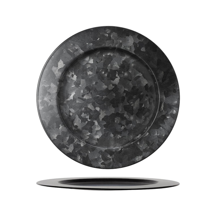 Chef Inox CONEY ISL-GALVANISED BLACK ROUND PLATE WIDE RIM 280mm EA