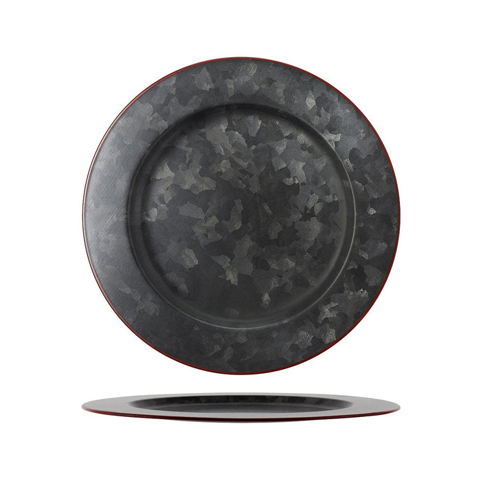 Chef Inox CONEY ISL-GALVANISED BLACK ROUND PLATE WIDE RIM RED 280mm EA