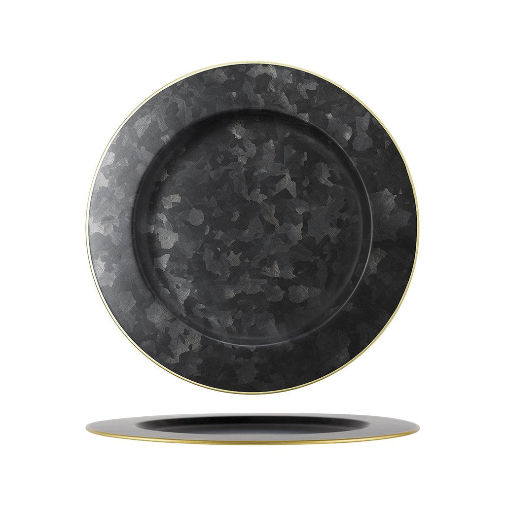 Chef Inox CONEY ISL-GALVANISED BLACK ROUND PLATE WIDE RIM GOLD 280mm EA