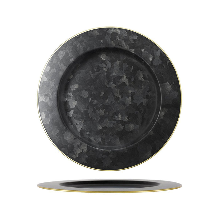 Chef Inox CONEY ISL-GALVANISED BLACK ROUND PLATE WIDE RIM GOLD 280mm EA